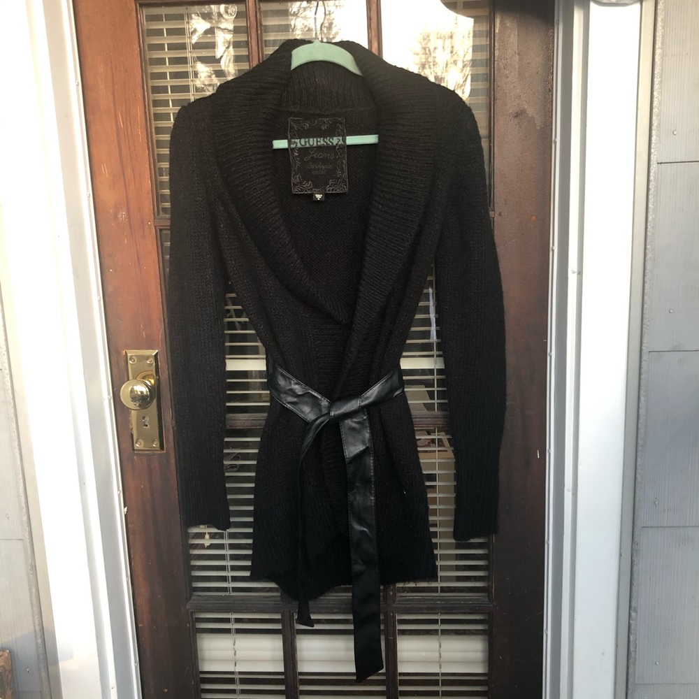 Guess knit sweater with leather tie strap